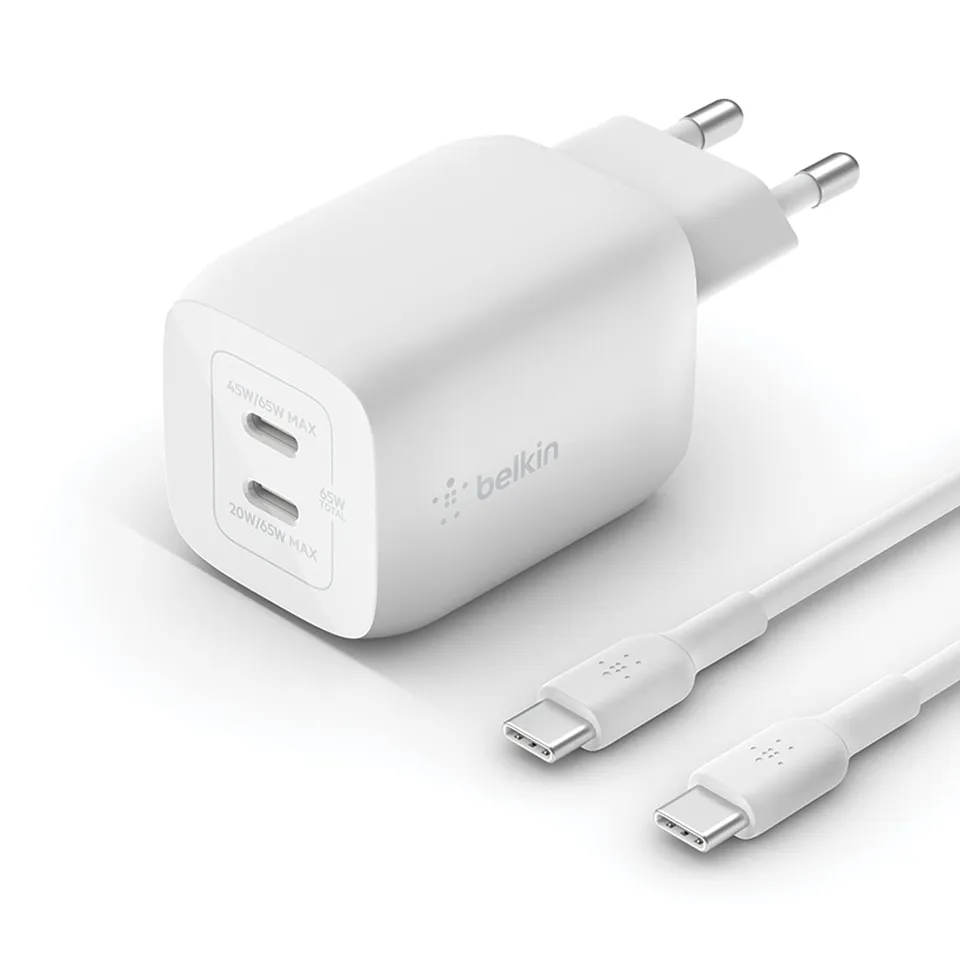 belkin-65-w-usb-c-ladeger-t-mit-2-ports-und-usb-c-kabel-gan-technologie image 1