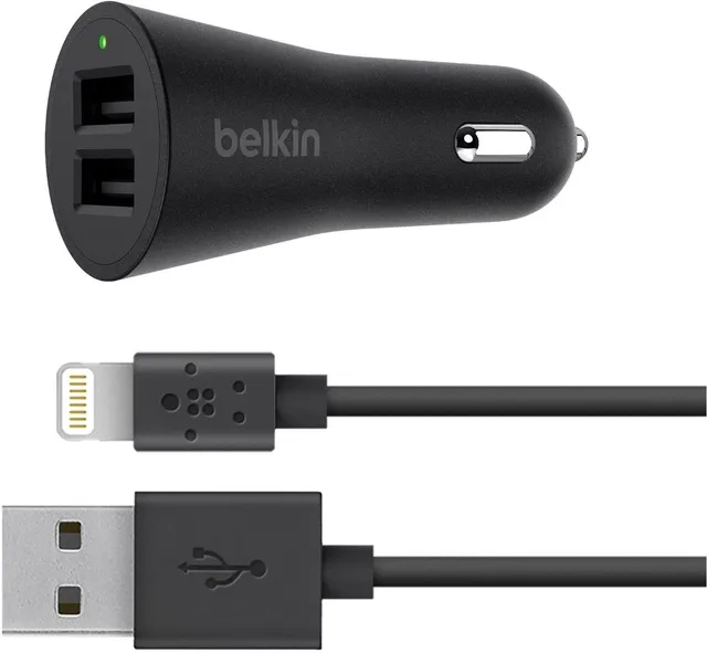 belkin-4-8-a-kfz-ladeger-t-mit-2-usb-anschl-ssen-und-lightning-kabel-schwarz image 1