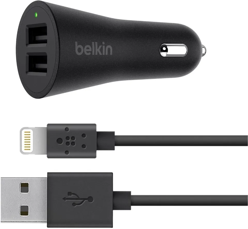 belkin-4-8-a-kfz-ladeger-t-mit-2-usb-anschl-ssen-und-lightning-kabel-schwarz image 1