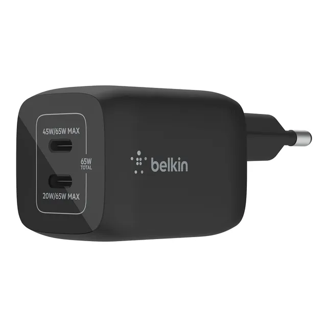 belkin-65-w-usb-c-ladeger-t-mit-2-ports-gan-technologie-power-delivery-3-0-schwa image 1