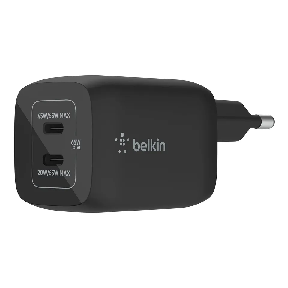 belkin-65-w-usb-c-ladeger-t-mit-2-ports-gan-technologie-power-delivery-3-0-schwa image 1