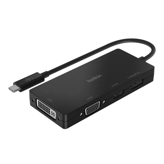 belkin-usb-c-video-adapter-4-in-1-hdmi-vga-dvi-displayport-schwarz image 1