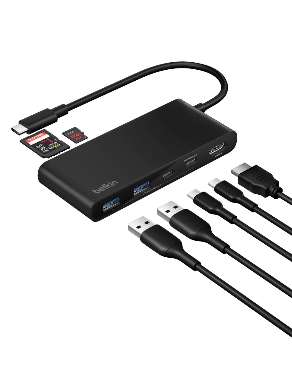 belkin-7-port-usb-c-hub-mit-4k-hdmi-60-hz-100-w-power-delivery-sd-microsd-karten image 1
