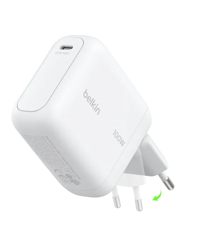 belkin-boostcharge-usb-c-gan-ladeger-t-100w-mit-einklappbarem-stecker-wei image 1