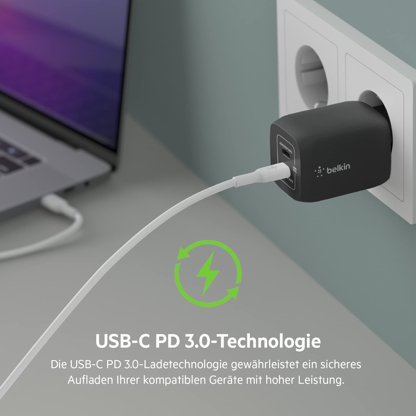 belkin-65-w-usb-c-ladeger-t-mit-2-ports-gan-technologie-power-delivery-3-0-schwa image 7