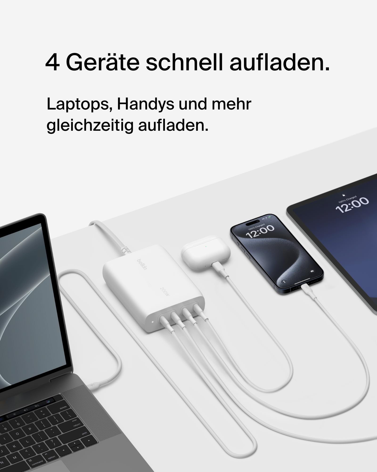 belkin-boostcharge-pro-4-port-usb-c-gan-ladeger-t-200-w-mit-usb-c-pd-3-1-und-1-5 image 2