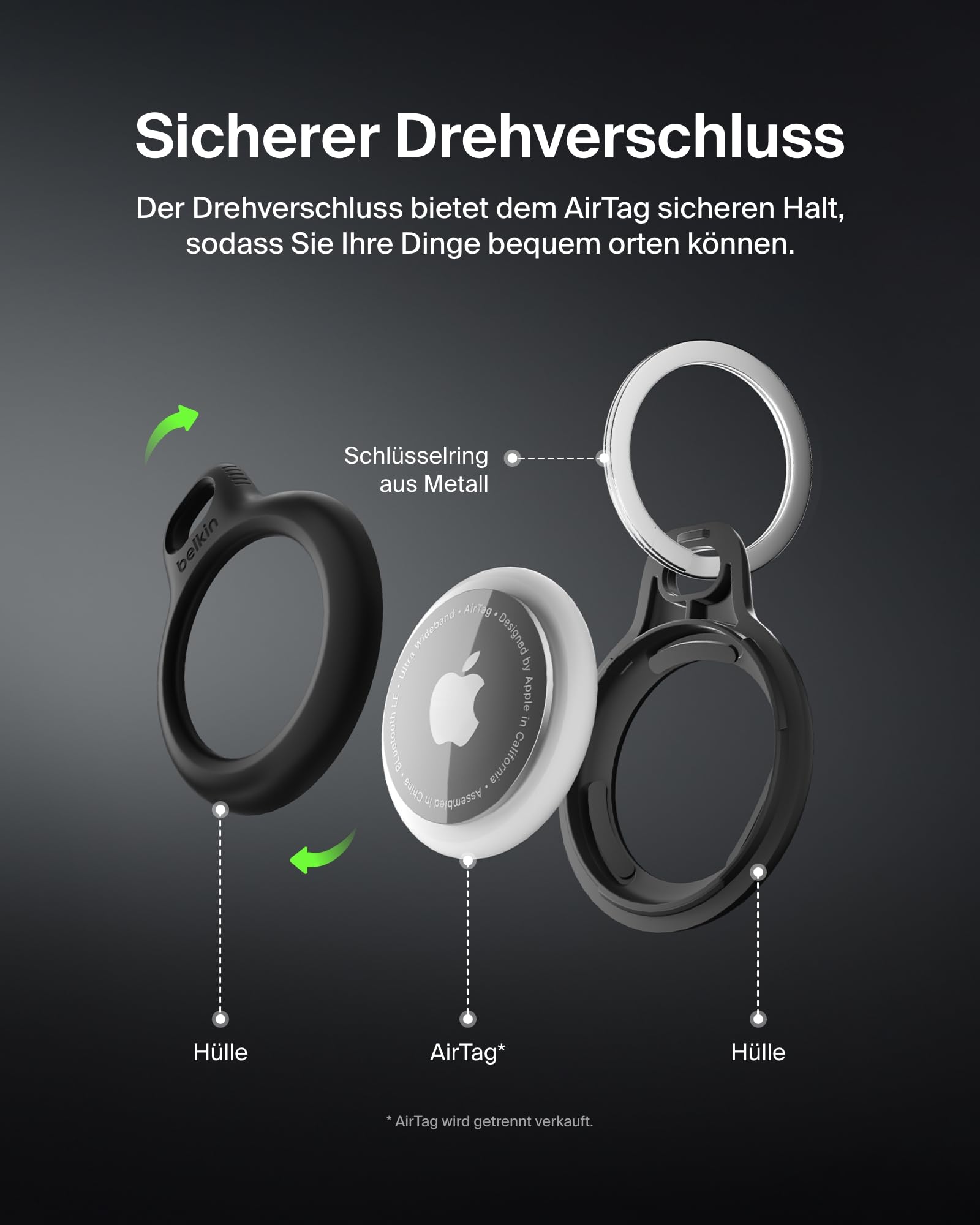 belkin-airtag-h-lle-mit-schl-sselanh-nger-secure-holder-f-r-airtag-1-2-gen-schwa image 4