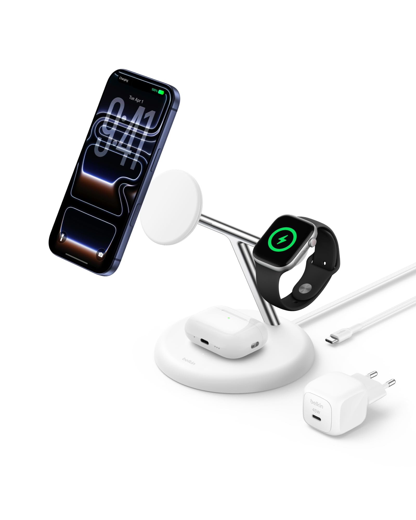 belkin-ultracharge-3-in-1-ladestation-mit-qi2-25w-wei image 1