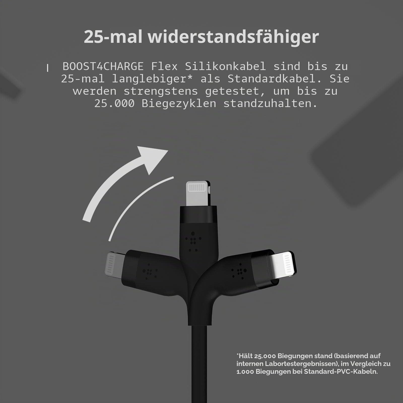 belkin-boostcharge-flex-silikon-usb-c-lightning-kabel-3-m-mfi-zertifiziert-20-w- image 3