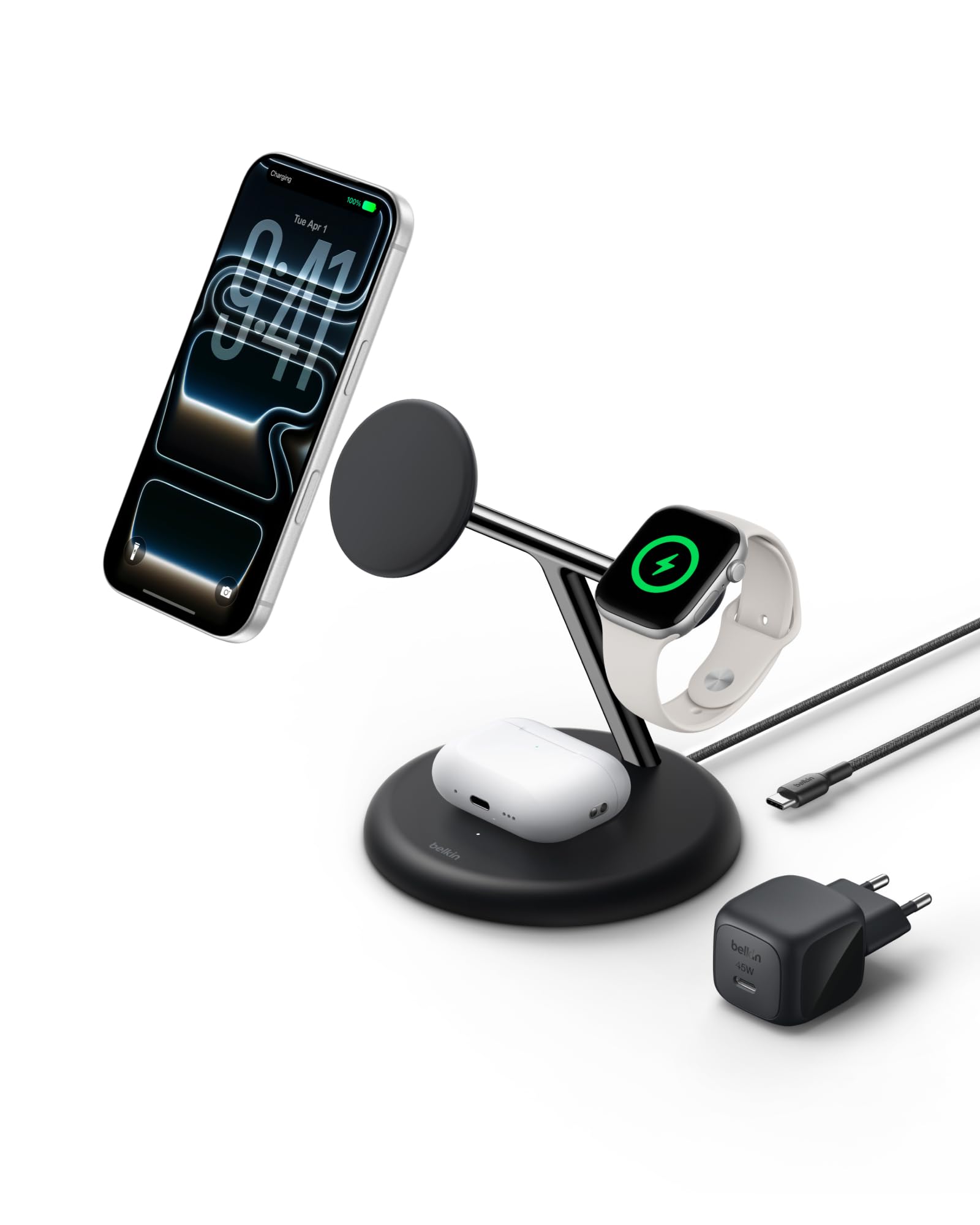 belkin-ultracharge-3-in-1-ladestation-mit-qi2-25w-schwarz image 1