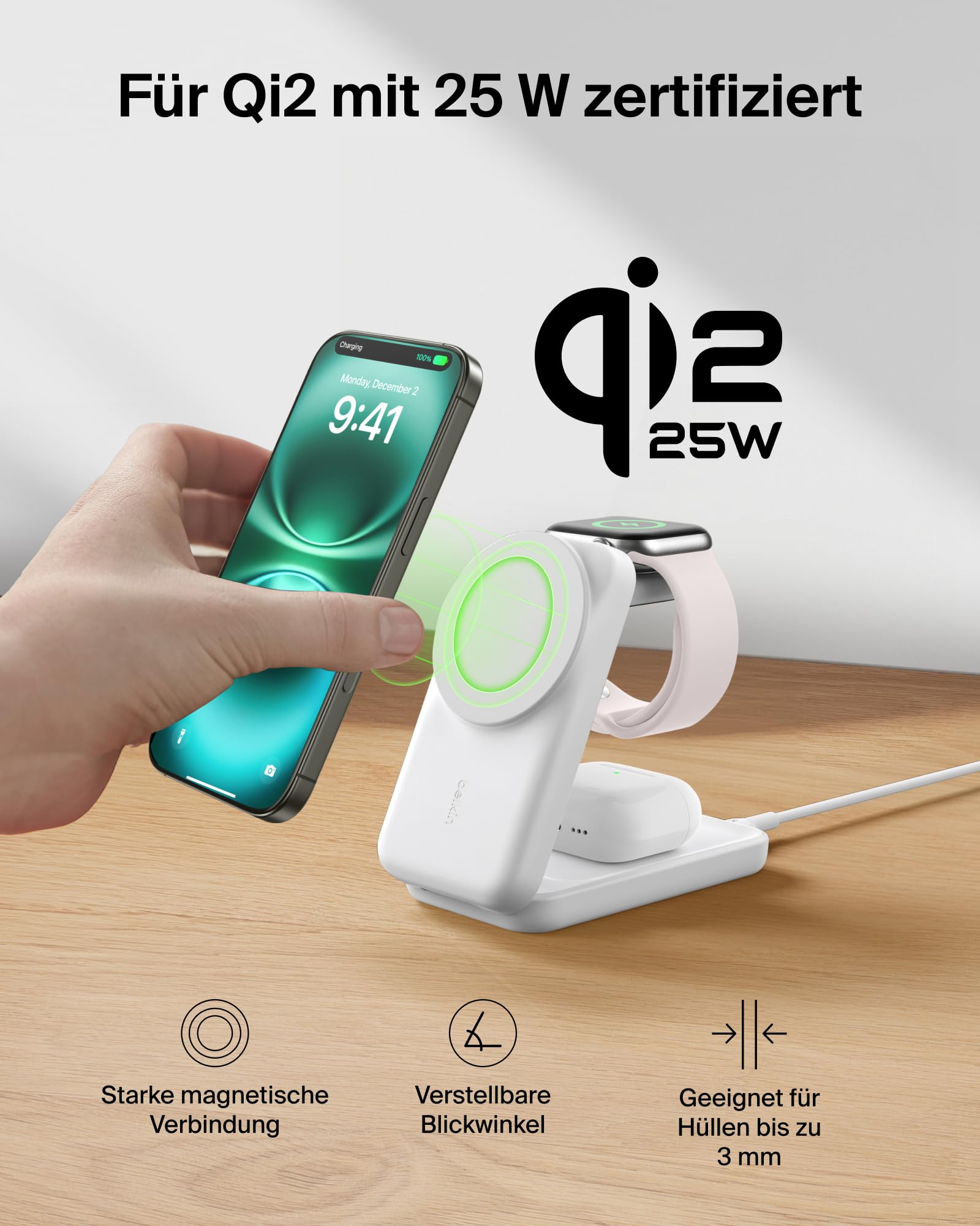 belkin-ultracharge-3-in-1-qi2-ladestation-25w-wei-faltbar-mit-45w-netzteil image 7