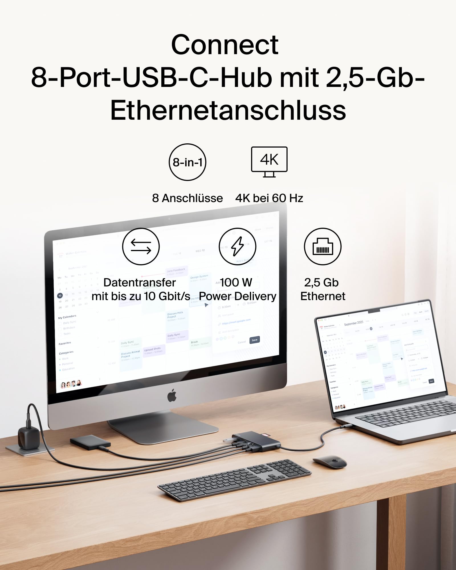 belkin-connect-8-in-1-usb-c-hub-mit-4k-60hz-100w-pd-und-2-5g-ethernet-schwarz image 2