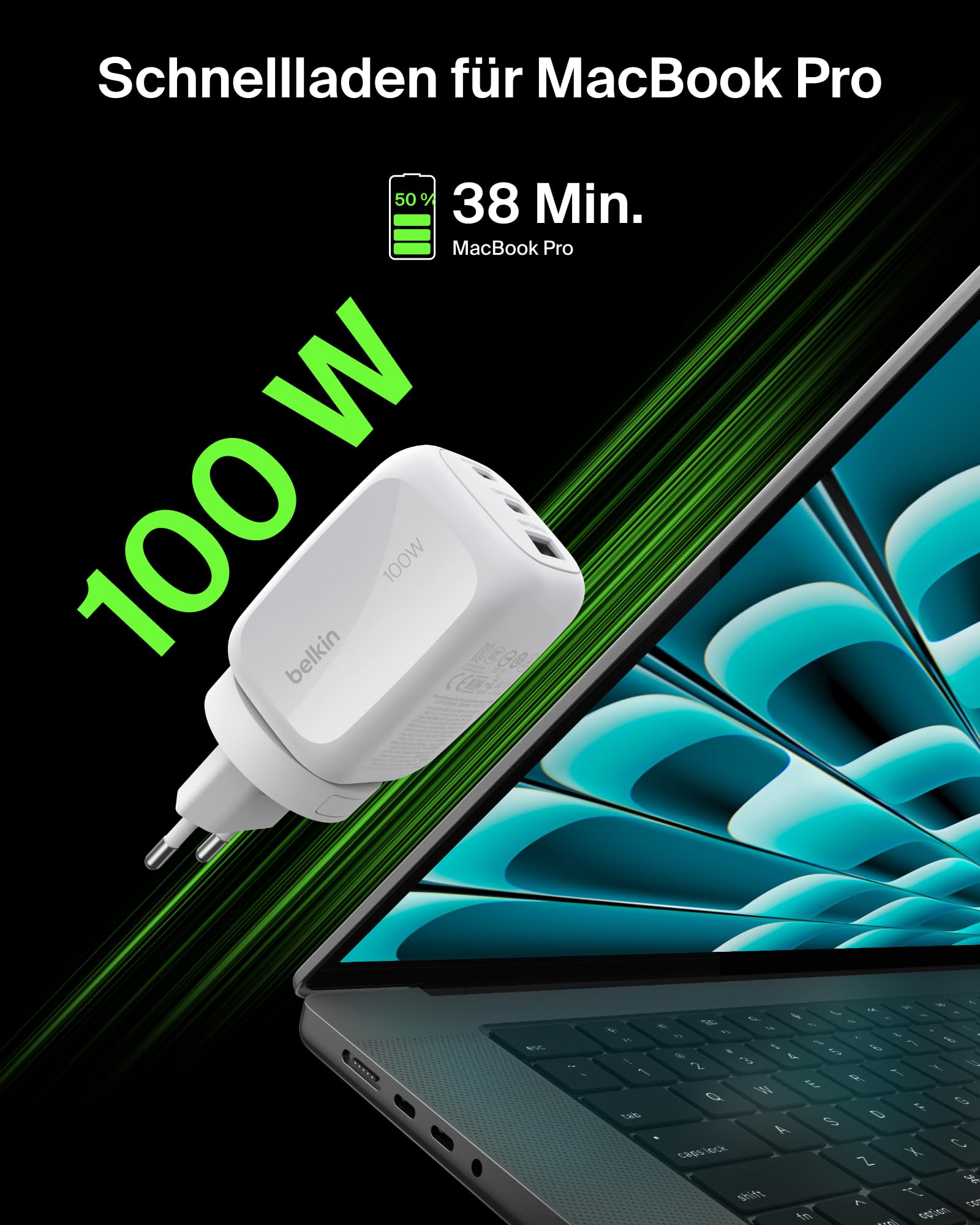 belkin-100w-gan-usb-c-ladeger-t-mit-3-ports-2x-usb-c-1x-usb-a-inkl-reisesteckern image 4