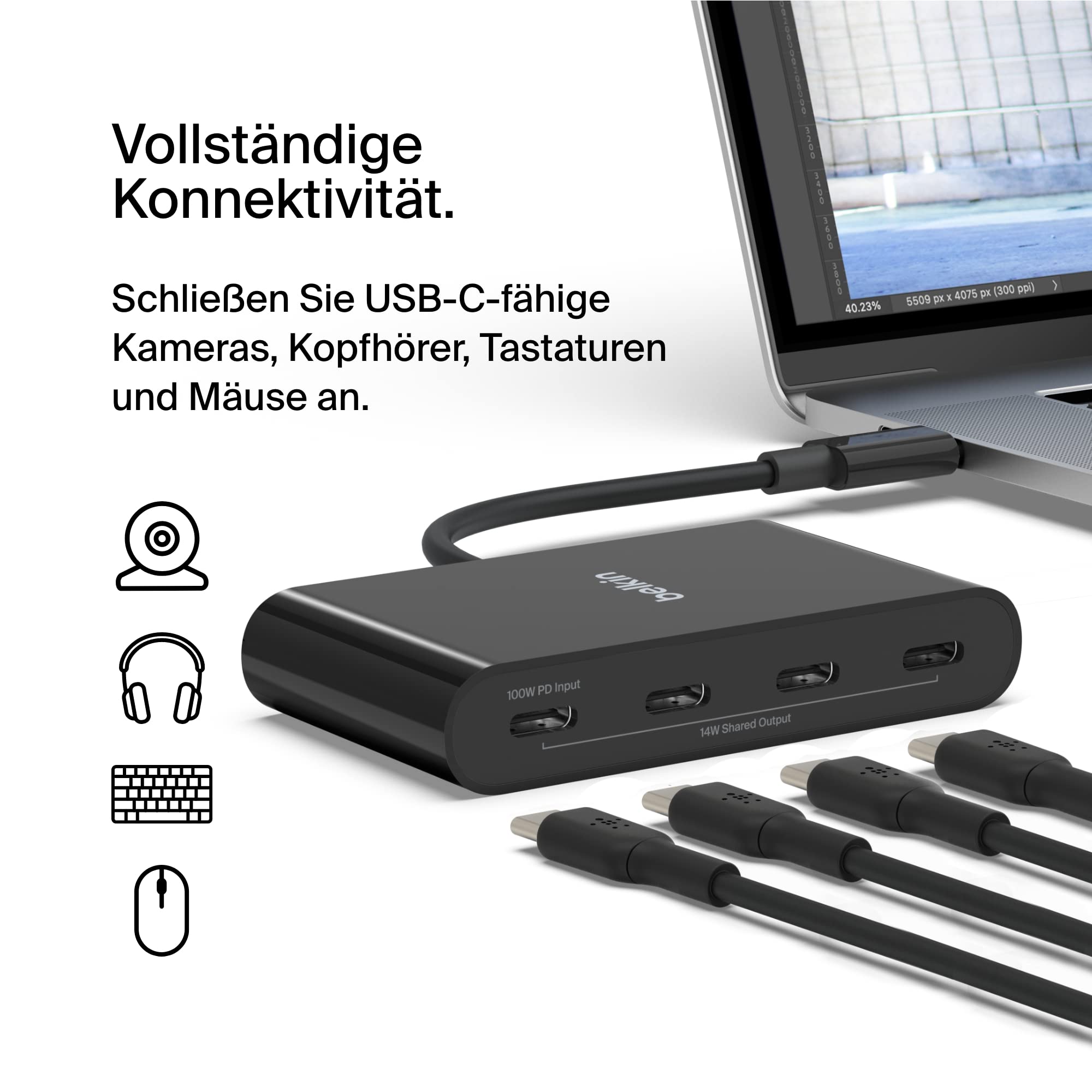 belkin-connect-usb-c-auf-4-port-usb-c-hub-10-gbit-s-100-w-pd-schwarz image 2