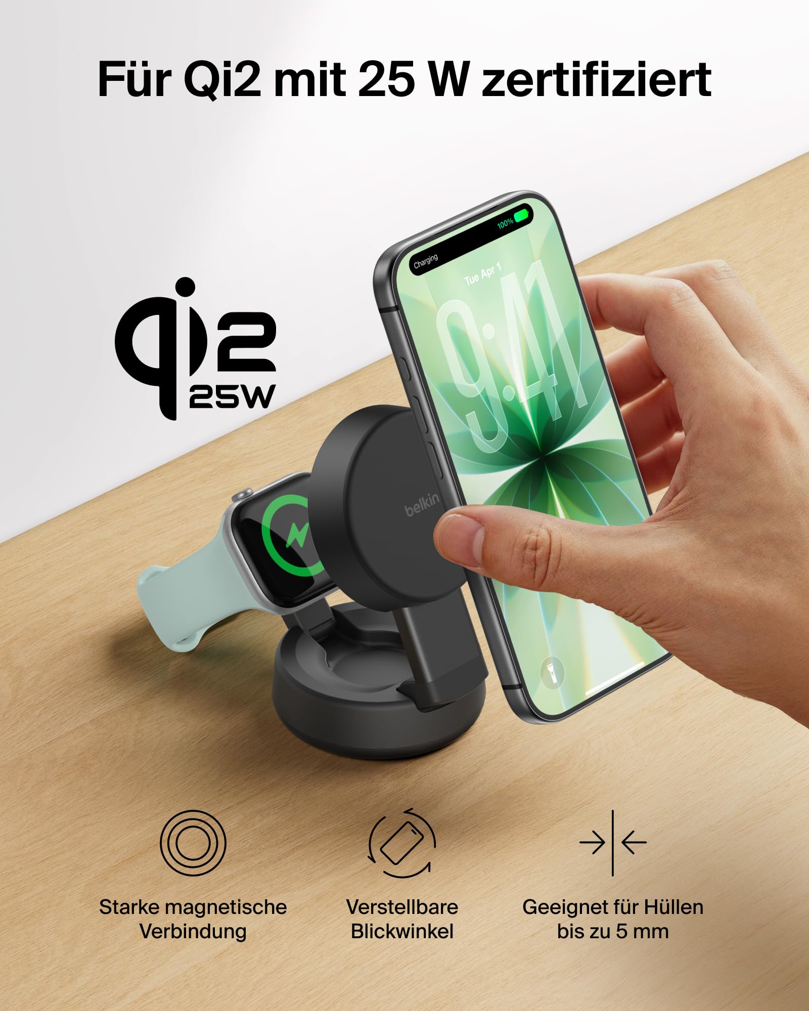 belkin-ultracharge-pro-2-in-1-qi2-induktive-ladestation-25w-schwarz image 6