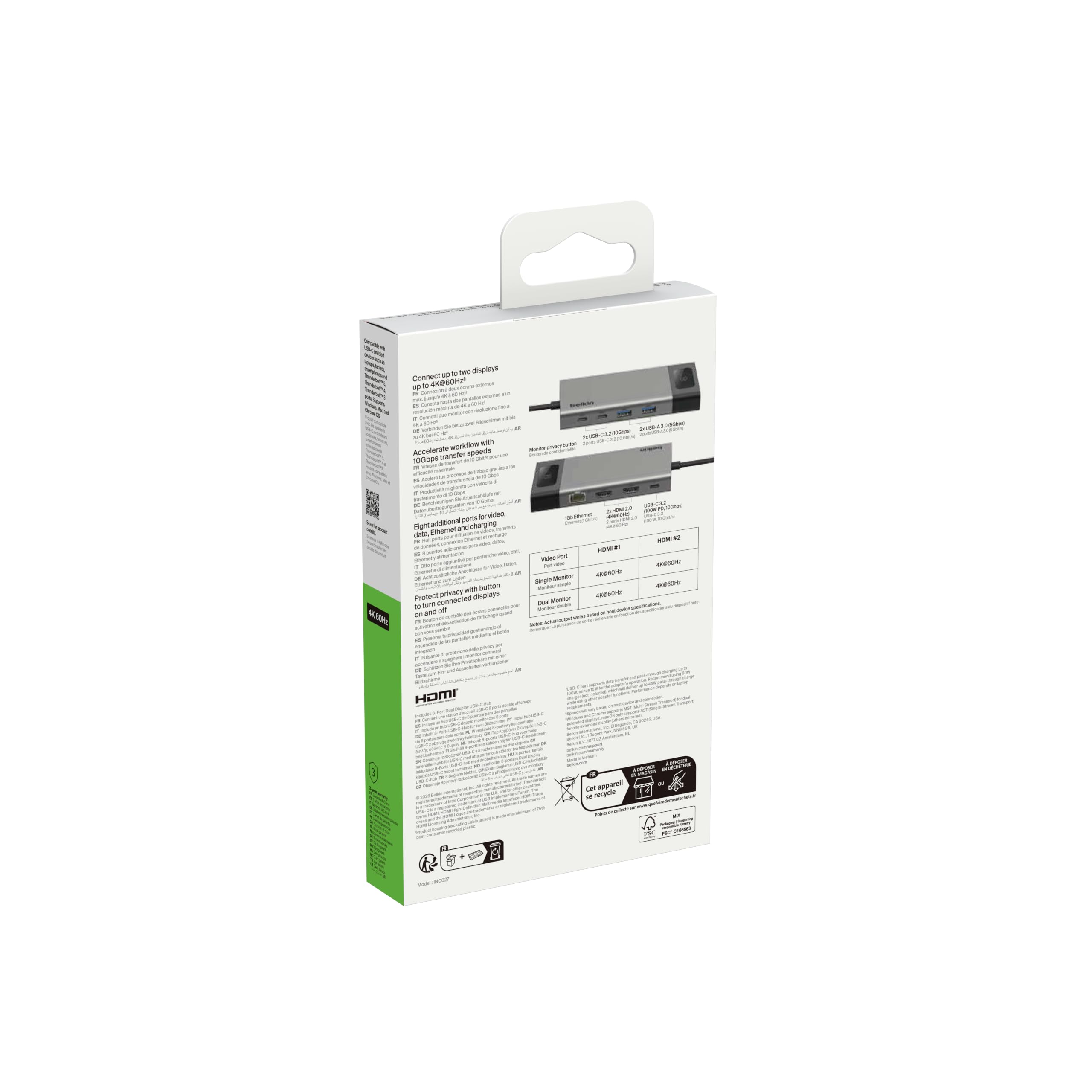 belkin-8-in-1-usb-c-hub-mit-4k-60hz-100w-pd-ethernet-und-datenschutztaste image 2