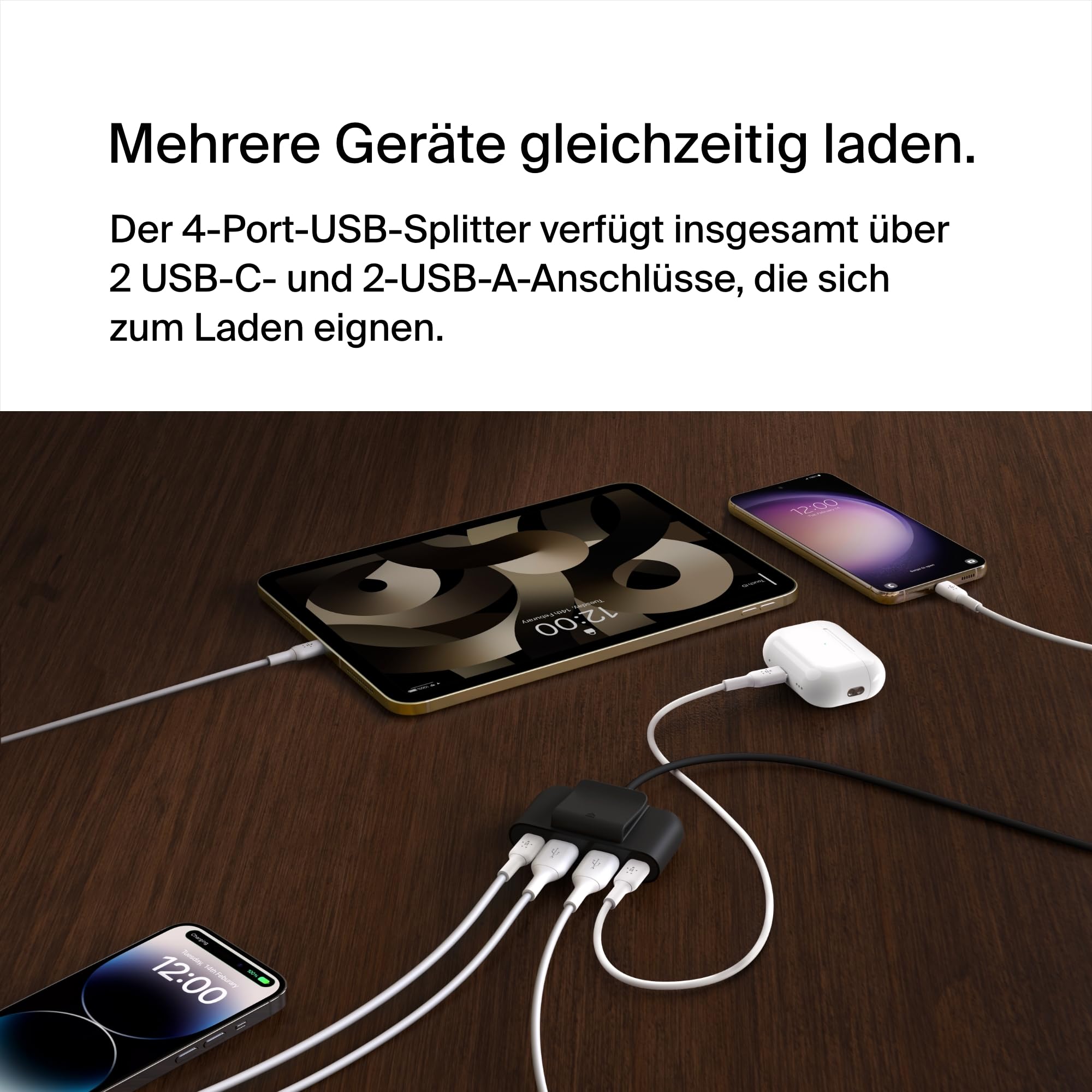 belkin-4-port-usb-splitter-mit-2-m-kabel-2-usb-c-2-usb-a-30-w-umweltfreundlich image 2