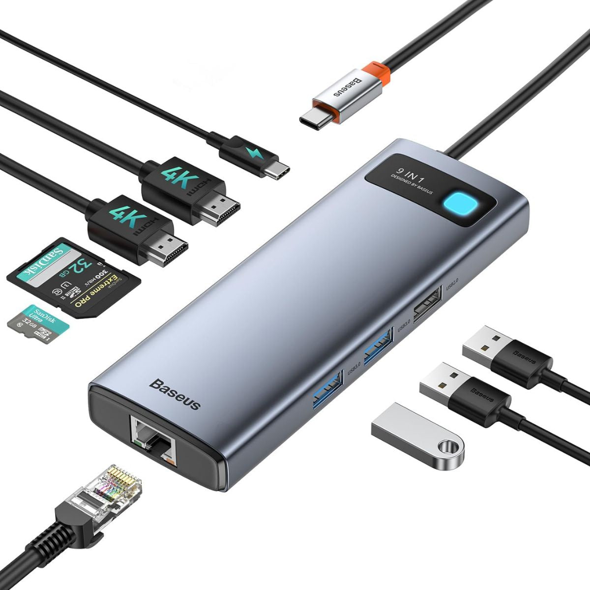baseus-metal-gleam-series-9-in-1-usb-c-hub-mit-85w-pd-4k-120hz-gigabit-ethernet image 3