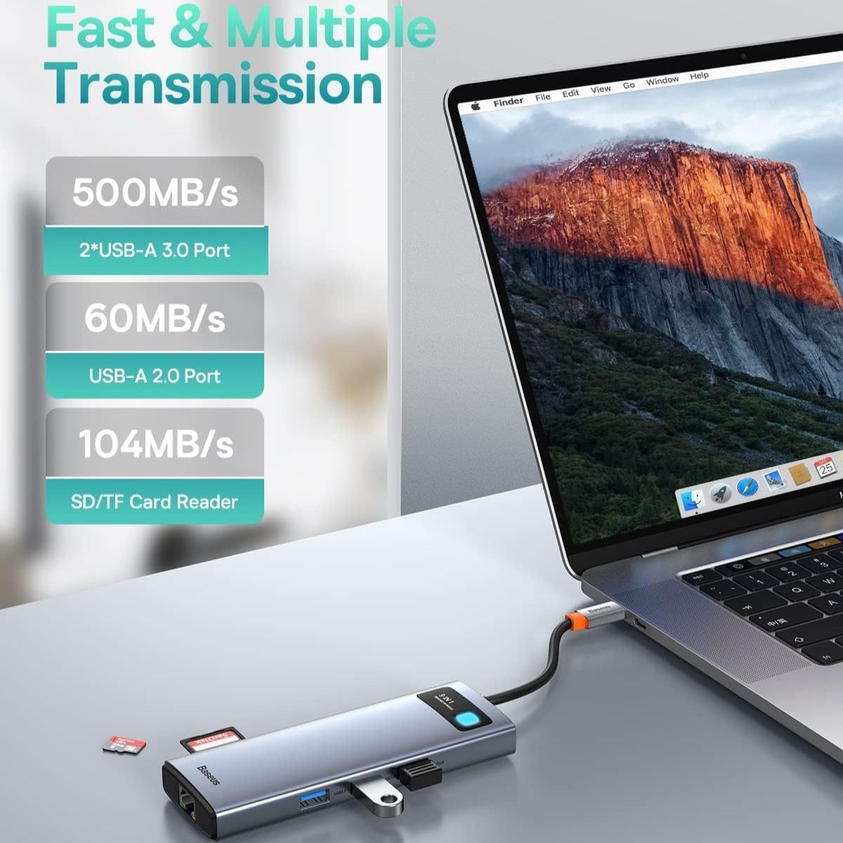 baseus-metal-gleam-series-9-in-1-usb-c-hub-mit-85w-pd-4k-120hz-gigabit-ethernet image 4